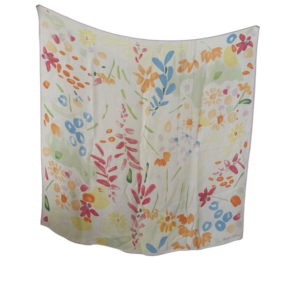 Ralph Lauren Accessories - Vintage Ralph Lauren Silk Spring Florals Square Scarf